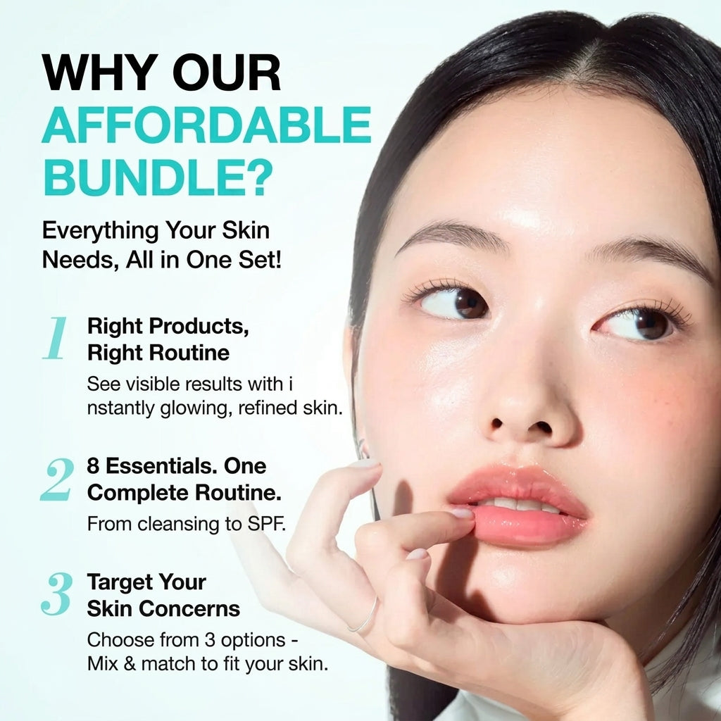 8-Step Korean Skincare Set for Glass Skin, Hydration & Brightening