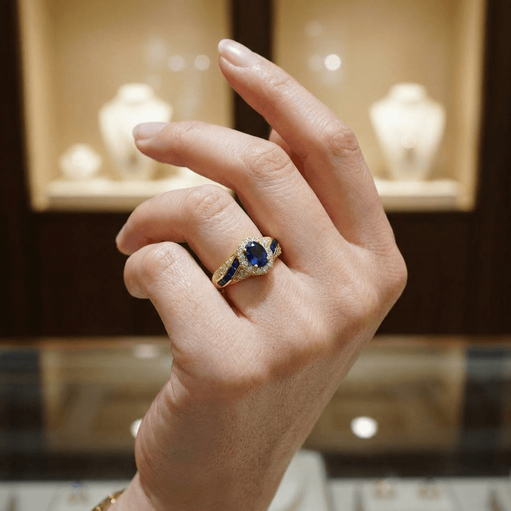 Celestia Dark Blue Topaz Ring