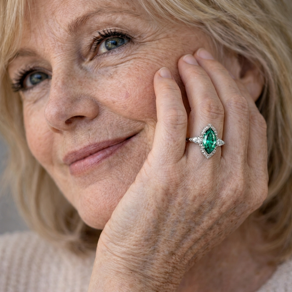 Vintage Teal Moissanite Ring