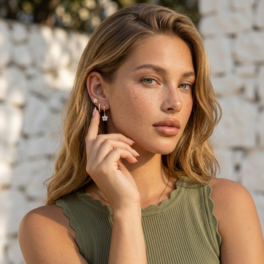 Set de boucles d’oreilles fleurs en cristal Colette