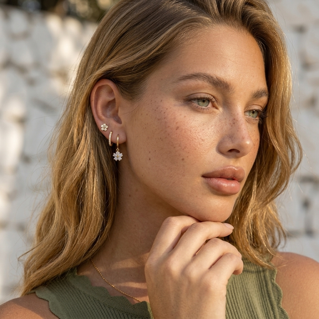Set de boucles d’oreilles fleurs en cristal Colette