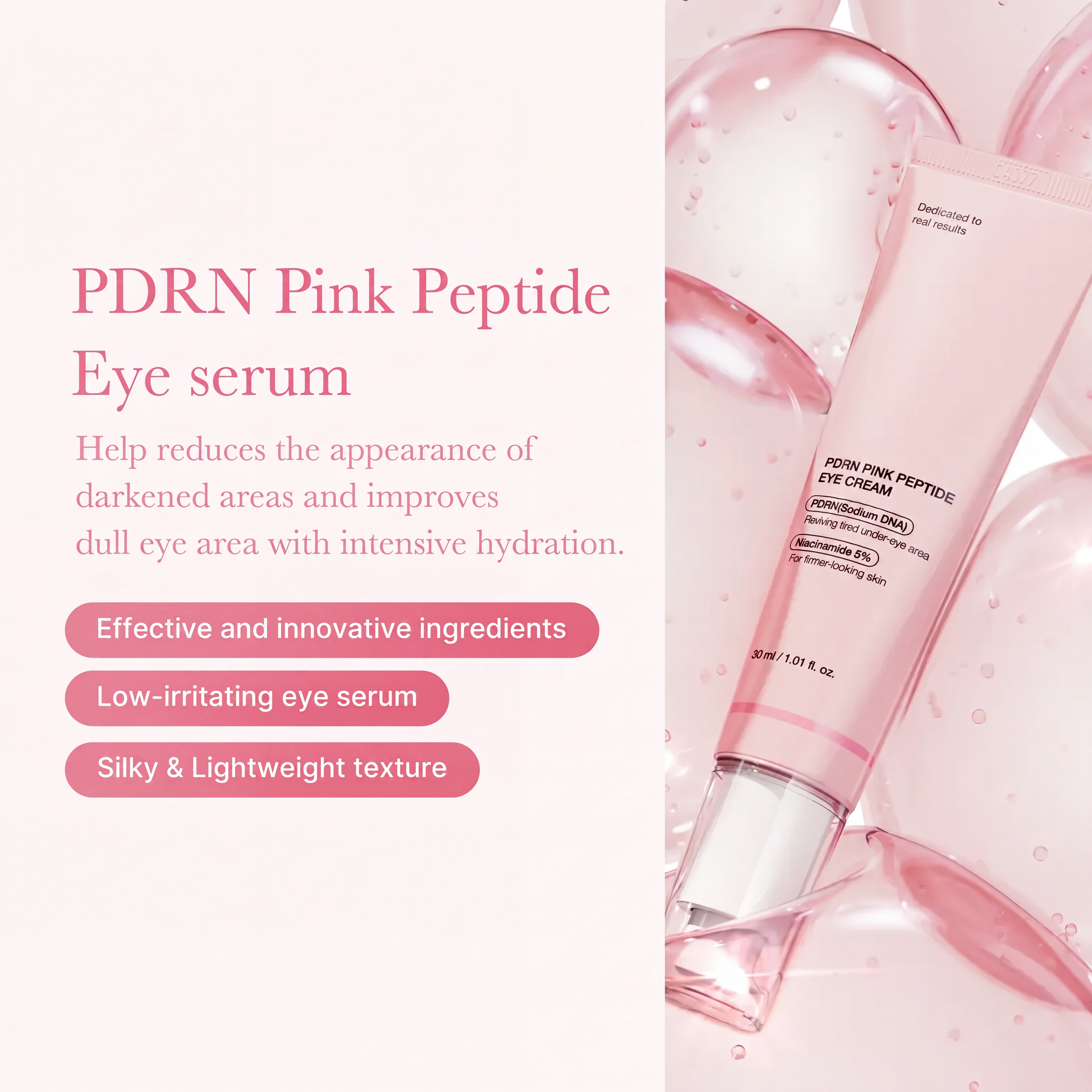 PDRN Pink Peptide Eye Serum for Dark Circles, Puffiness & Fine Lines