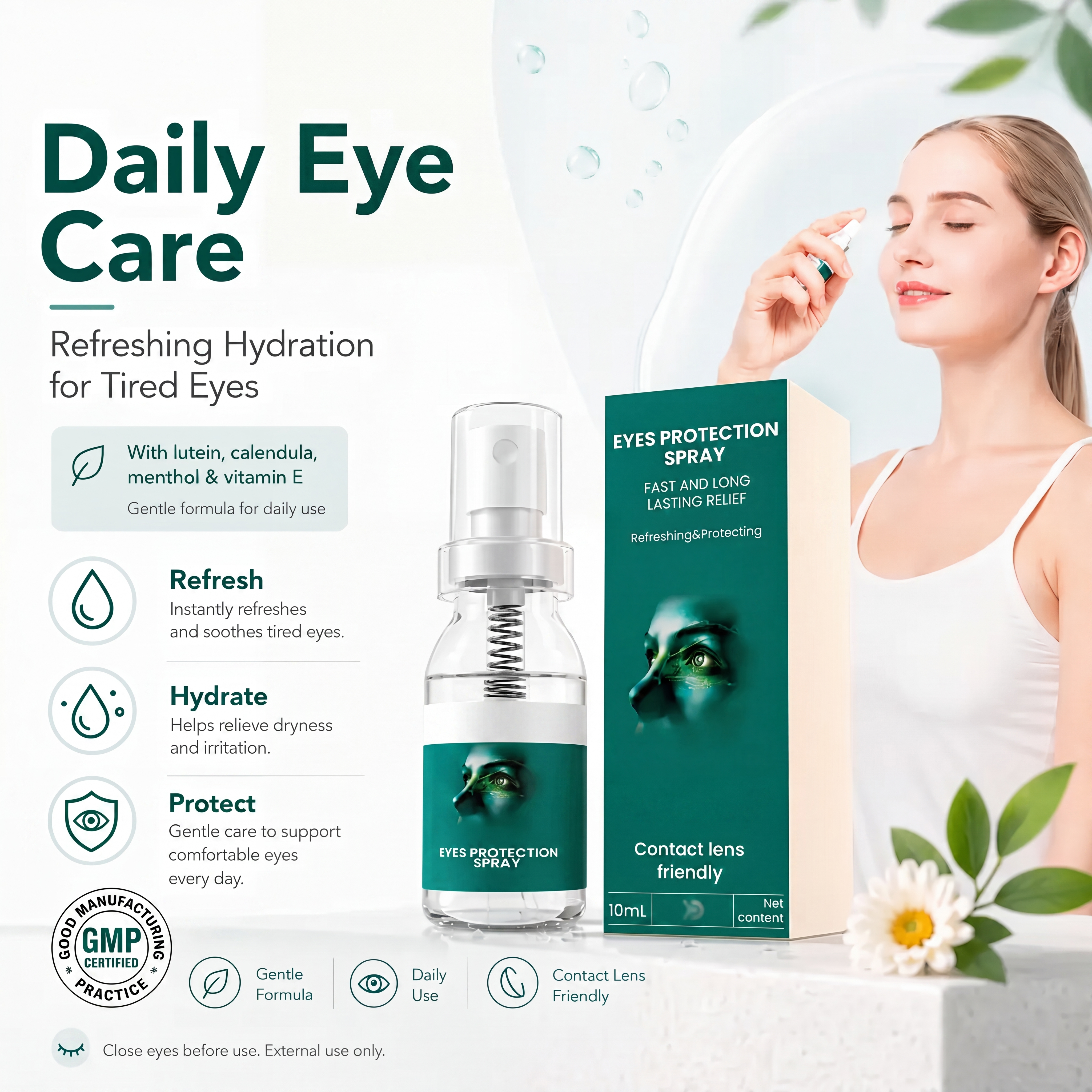 Lutein Eye Protection Spray for Tired Eyes, Refresh & Daily Comfort