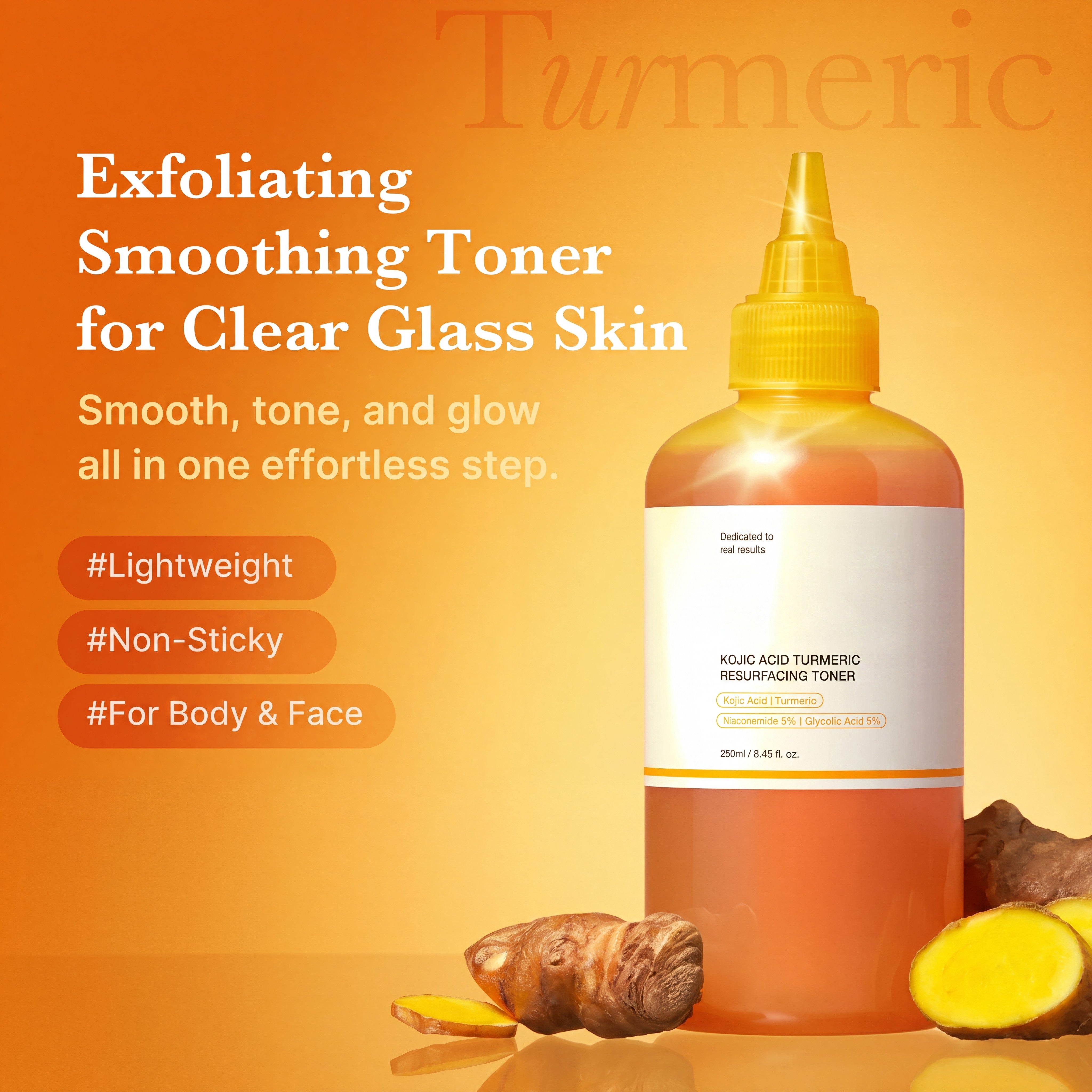 Kojic Acid Turmeric Toner for Hyperpigmentation, Uneven Tone & Texture
