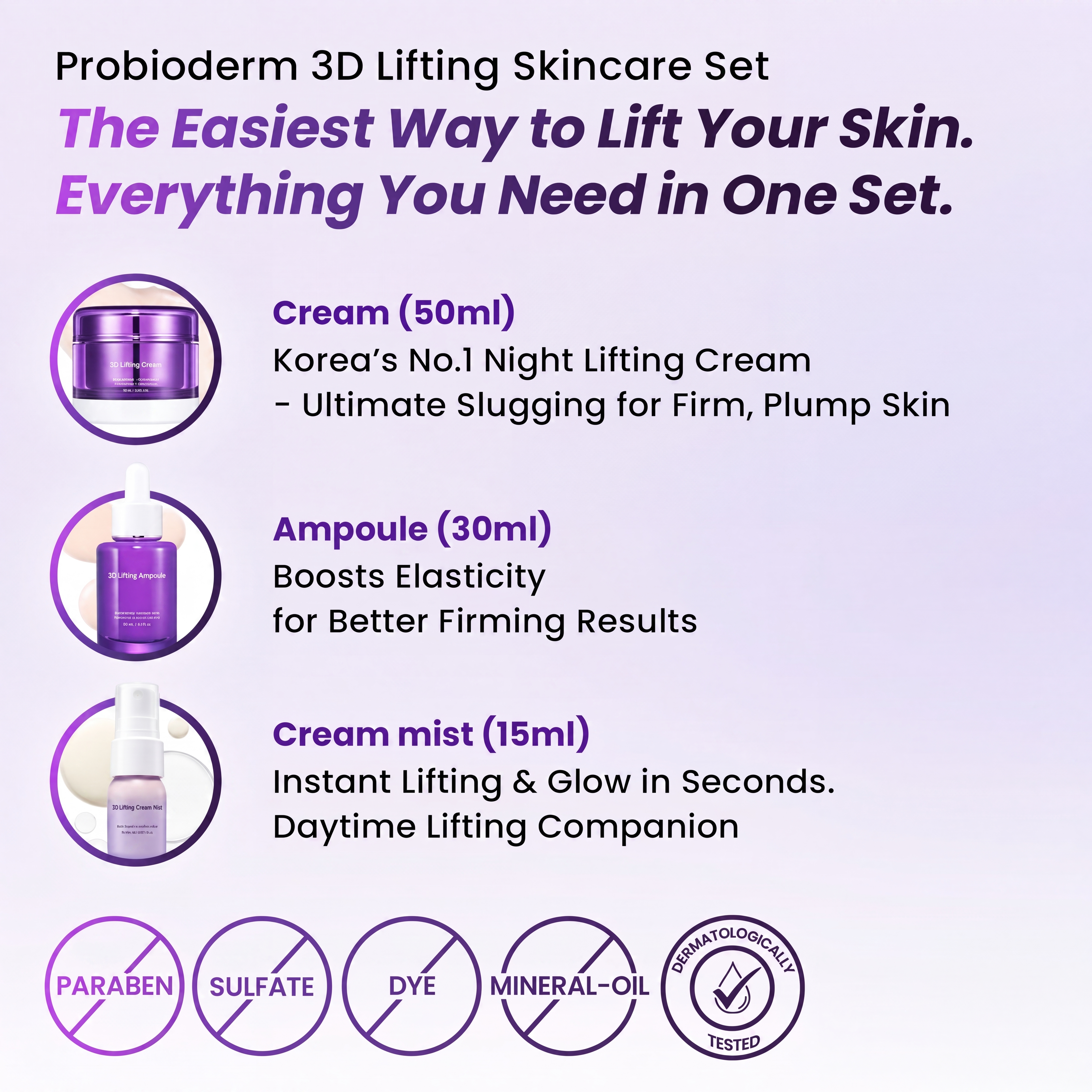 3D Lifting Skincare Set for Firmness, Elasticity and Wrinkles