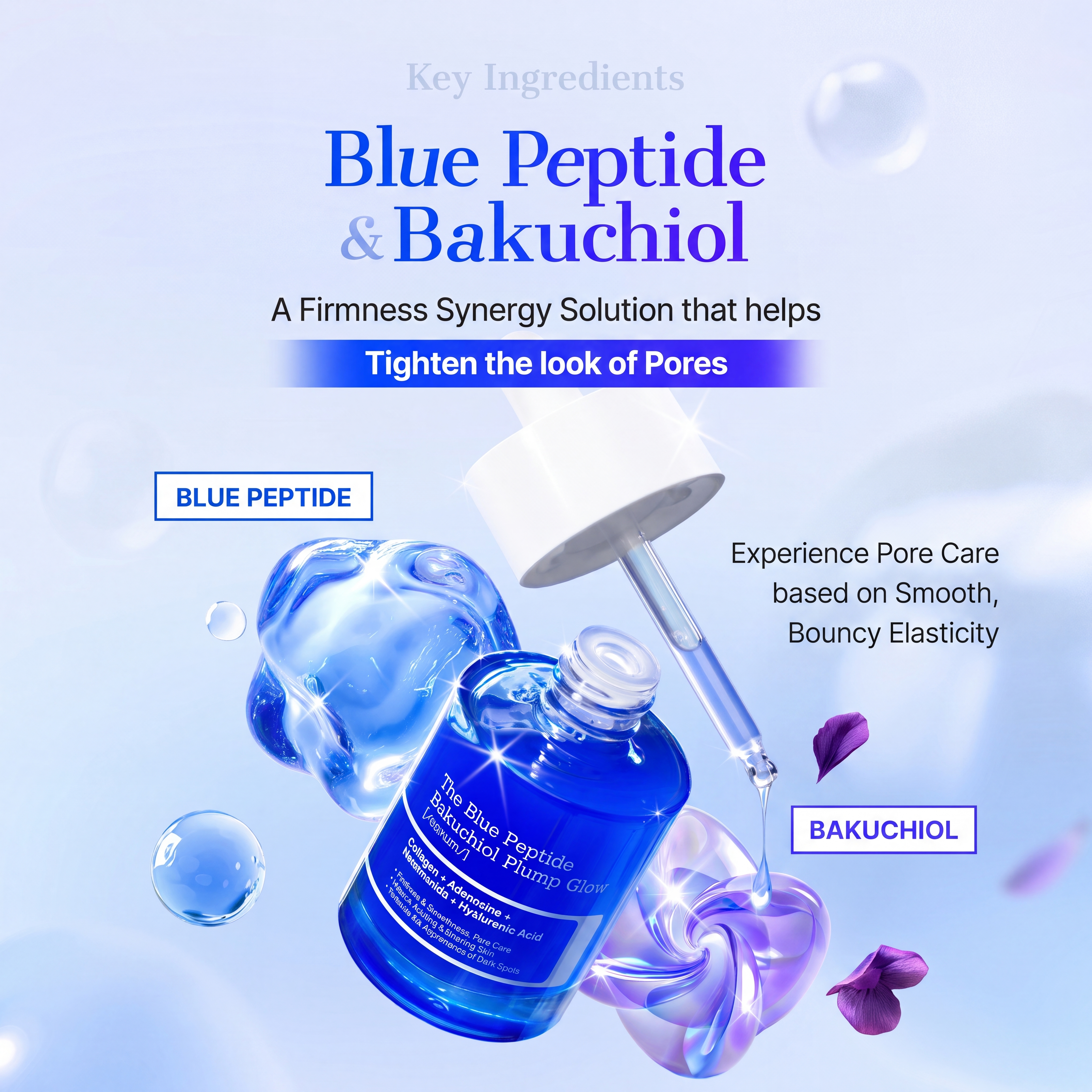 The Blue Peptide Bakuchiol Plump Glow Serum for Pores and Dark Spots