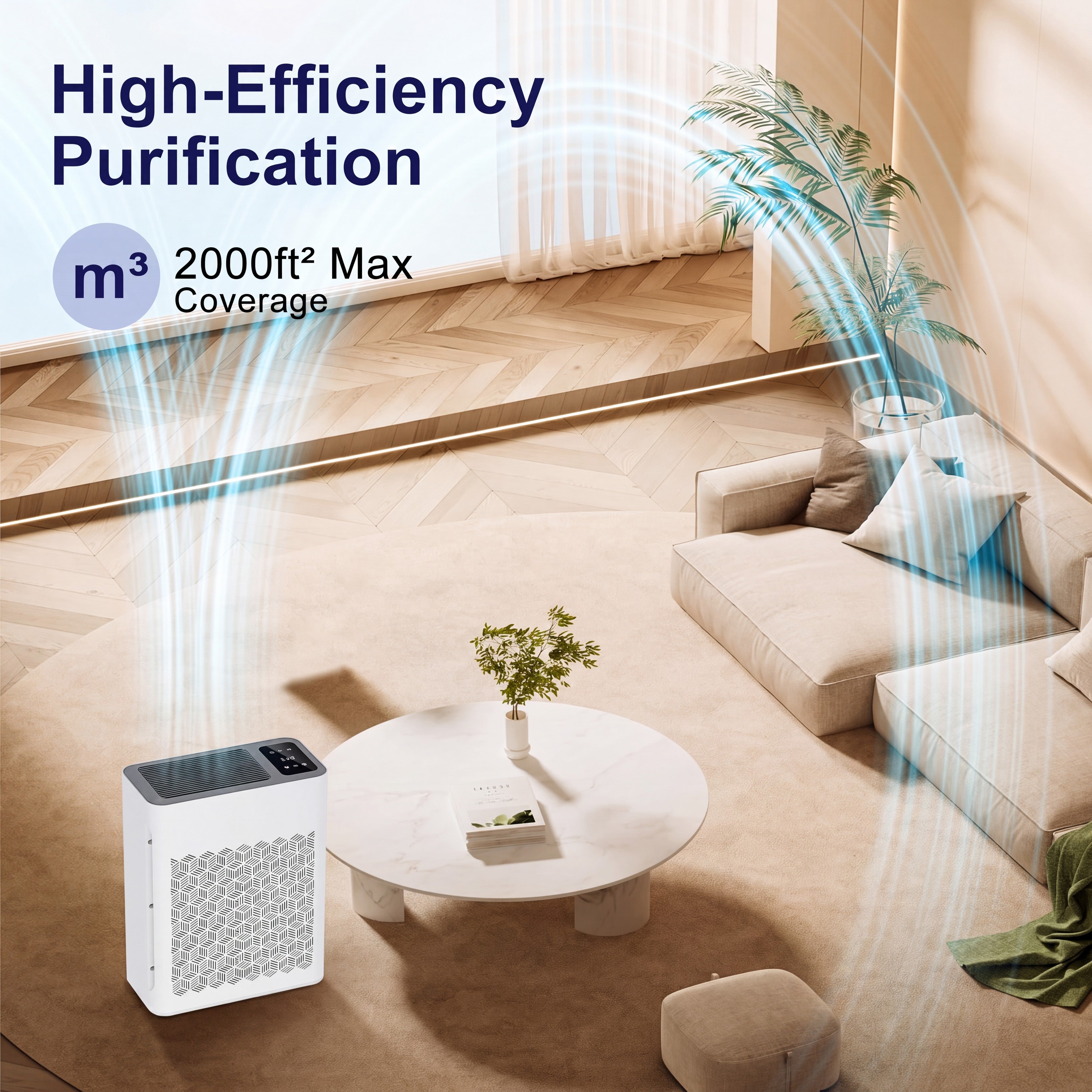 HEPA Air Purifier for Home Large Room 1295 sq ft, Timer, Air Quality Sensor