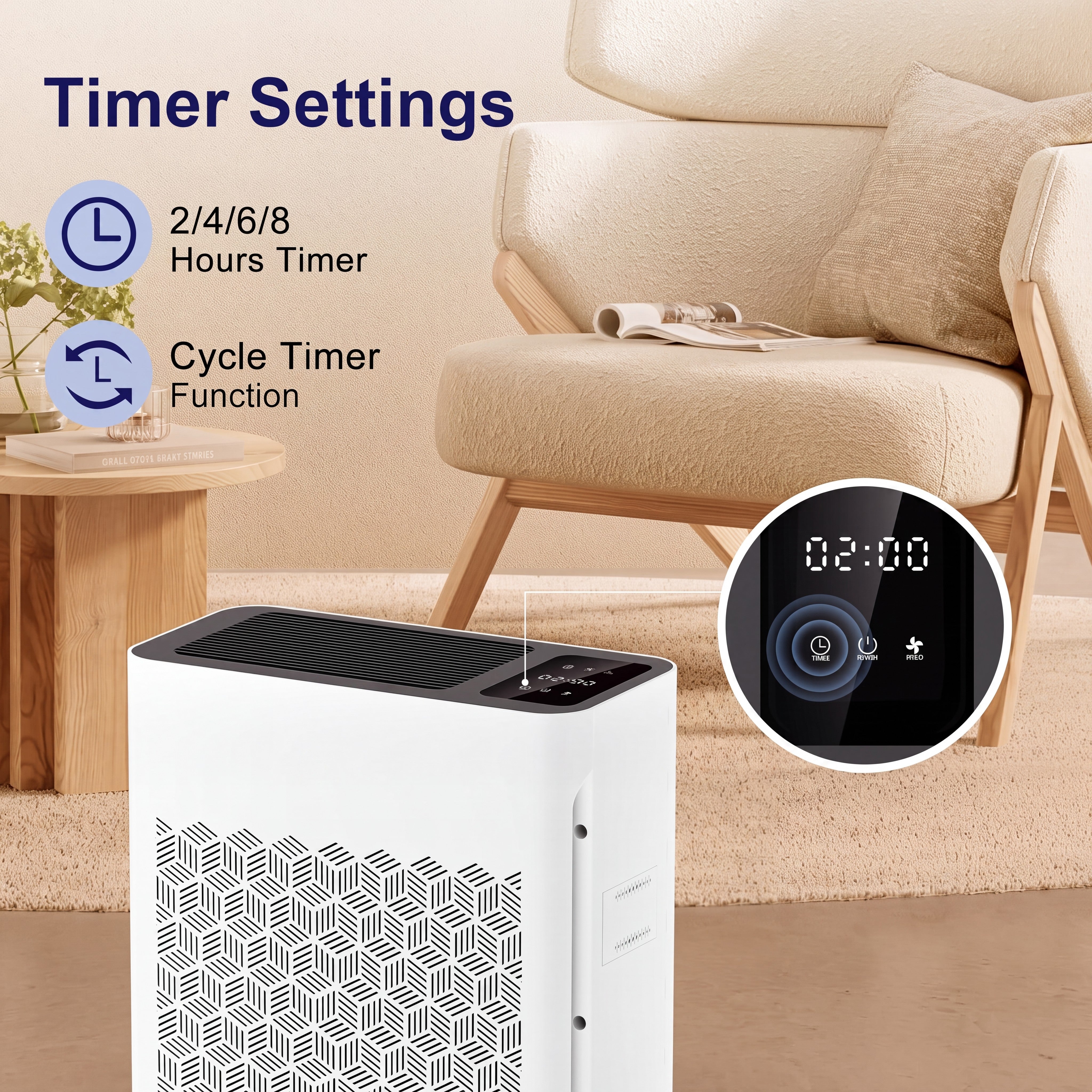 HEPA Air Purifier for Home Large Room 1295 sq ft, Timer, Air Quality Sensor