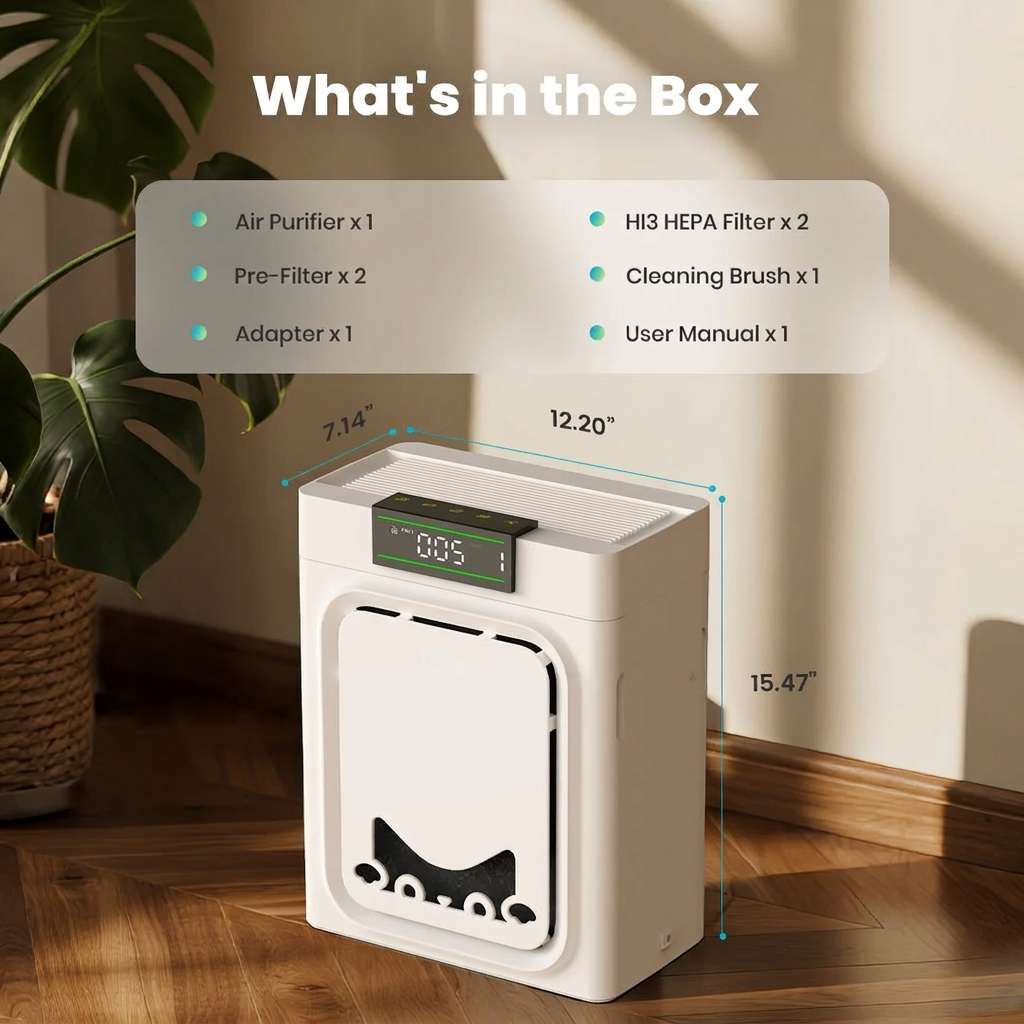 Air Purifier for Home with Pets, H13 HEPA, 2200 sq ft, 25dB, Auto Sensor