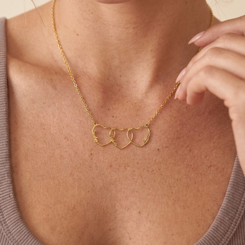 Personalized Heart Name Necklace - Gold - close-up