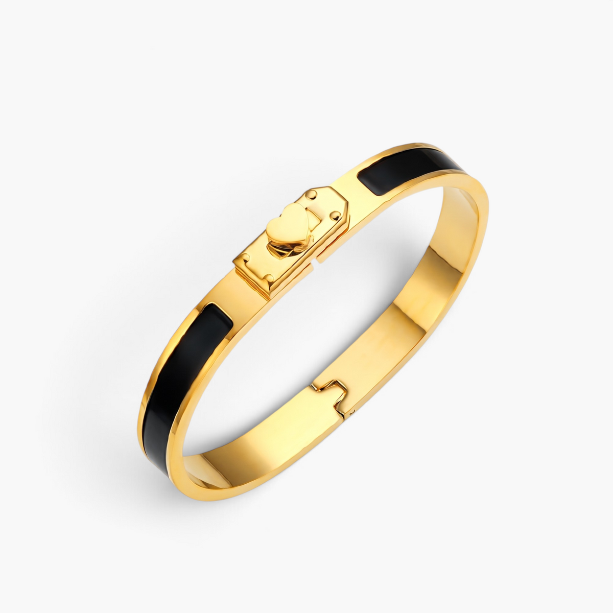 Black Heart Gold Bangle Bracelet