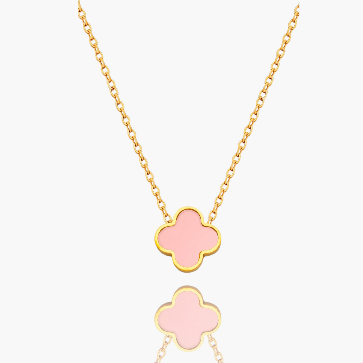 Pink Clover Gold Necklace