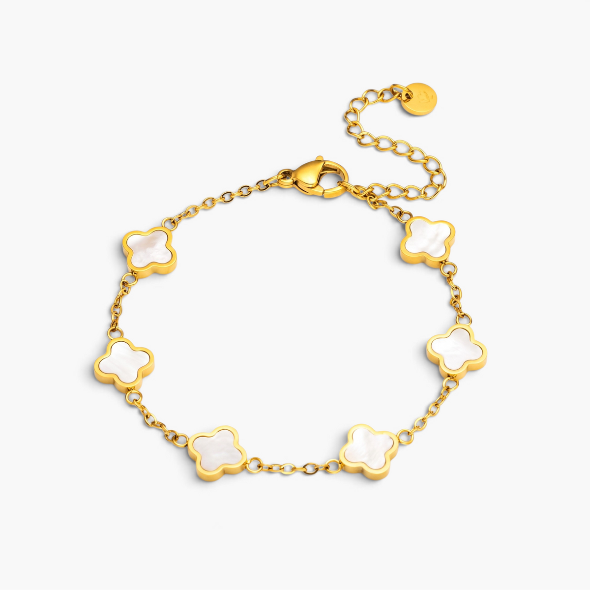 Dainty White Clover Gold Bracelet