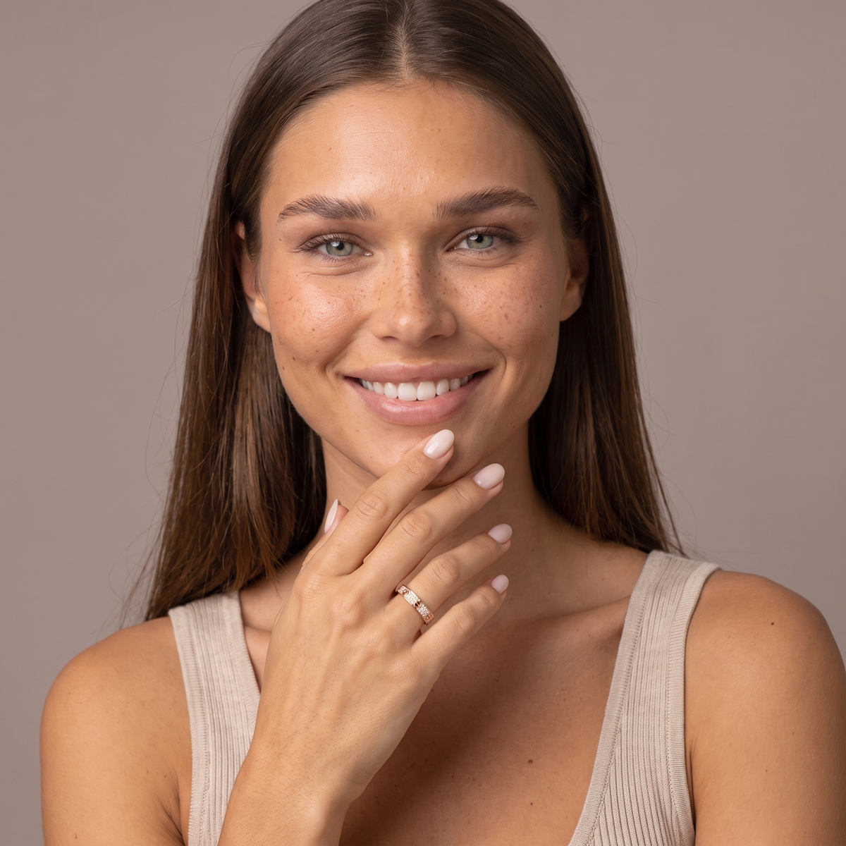 Crystal Valencia Ring - Rose Gold - worn