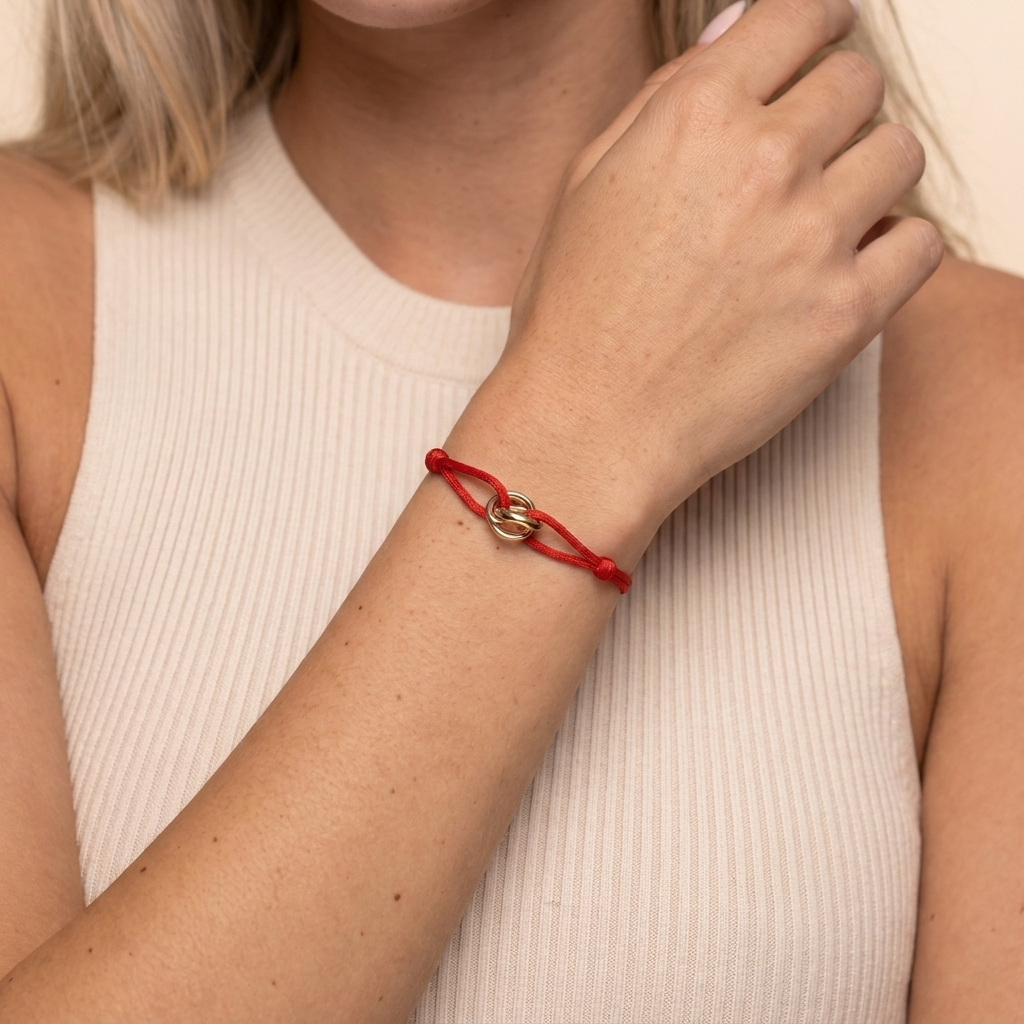 Valencia Cord Bracelet - Red - close-up
