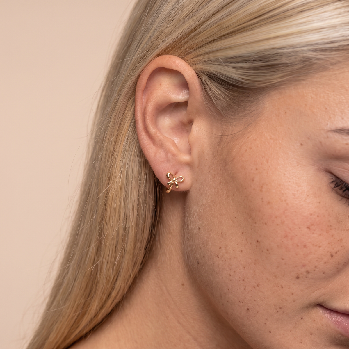 Bow Mini Hoop Earrings - close-up