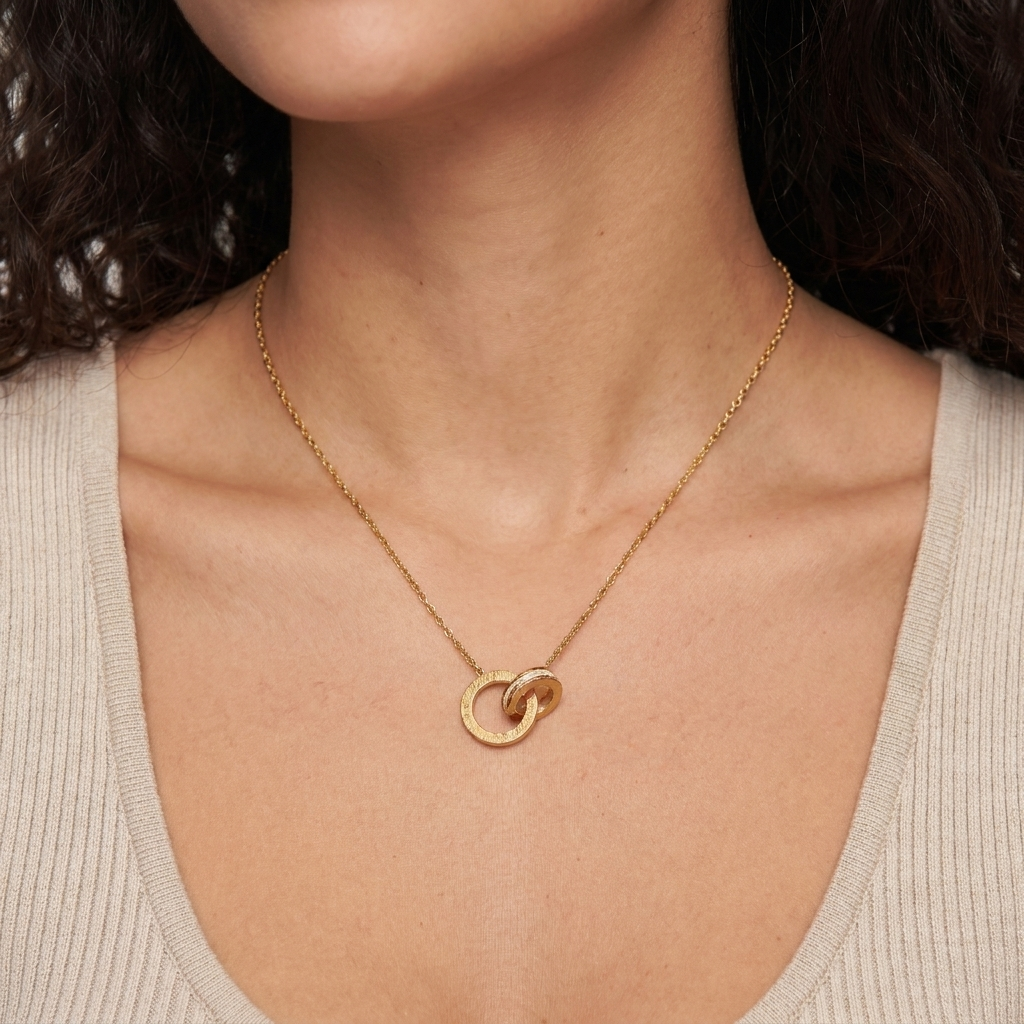 Roman Numeral Pendant Necklace - Gold - close-up