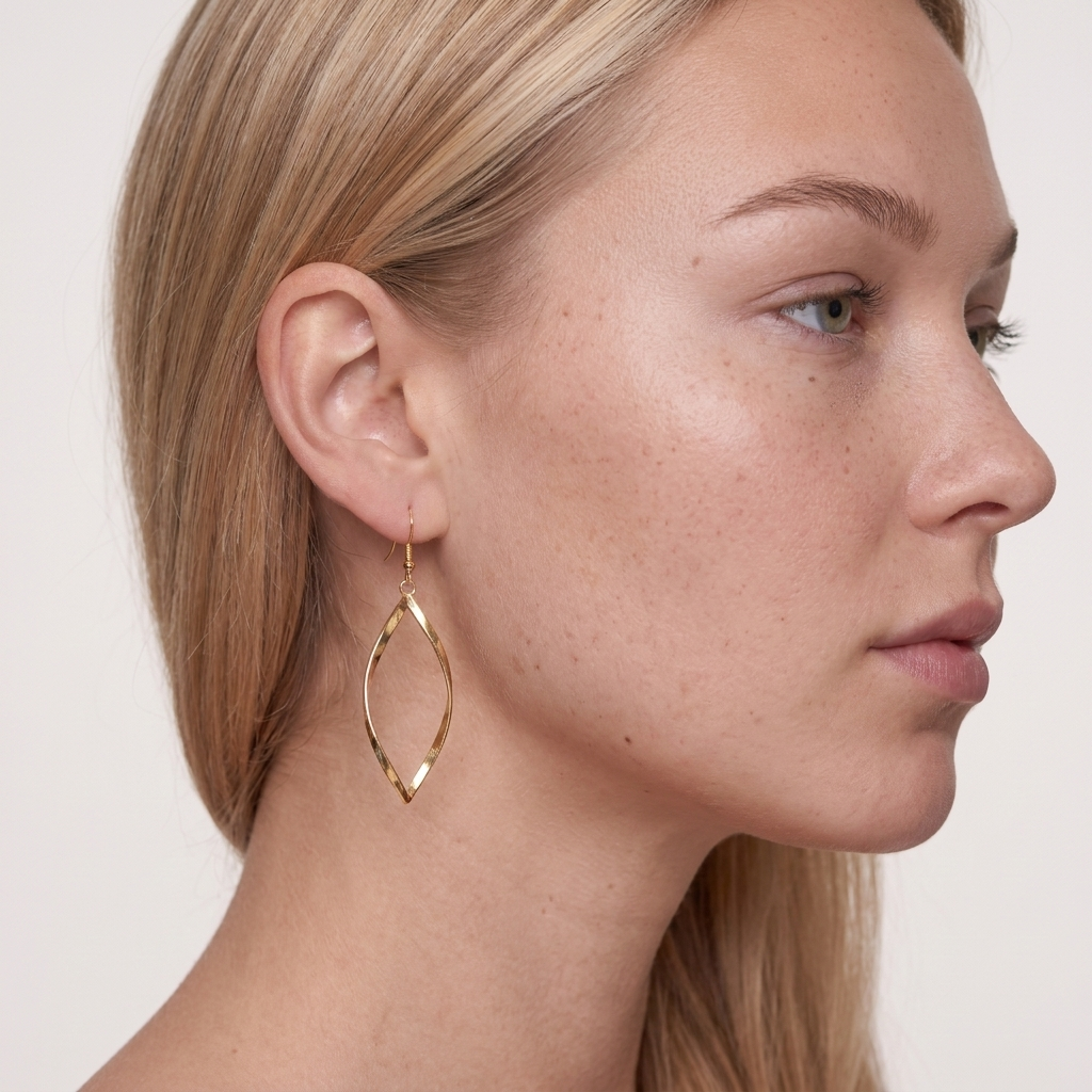 Twisted Wave Dangle Earrings - Gold Twist - close-up