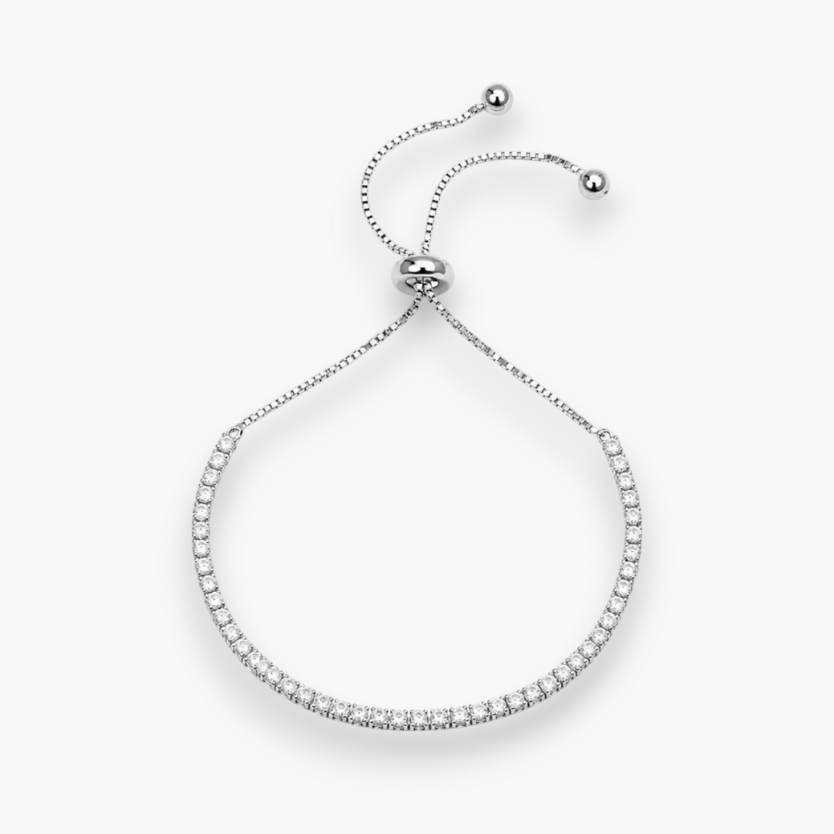 Bracelet tennis ajustable en zircones cubiques