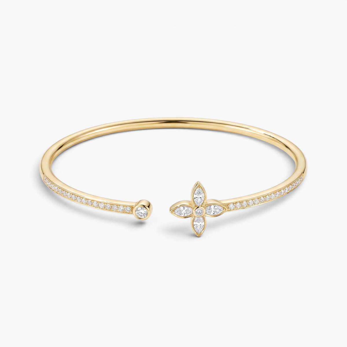 Cubic Zirconia Gold Cuff Bracelet