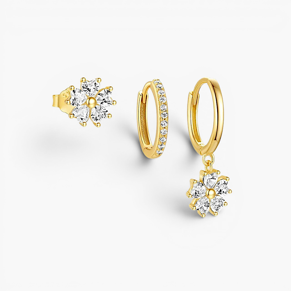 Set de boucles d’oreilles fleurs en cristal Colette