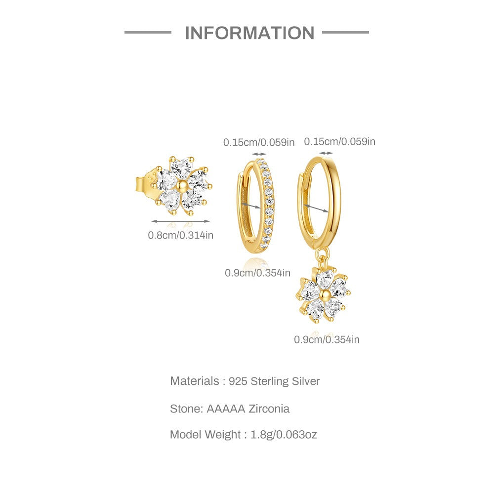 Set de boucles d’oreilles fleurs en cristal Colette