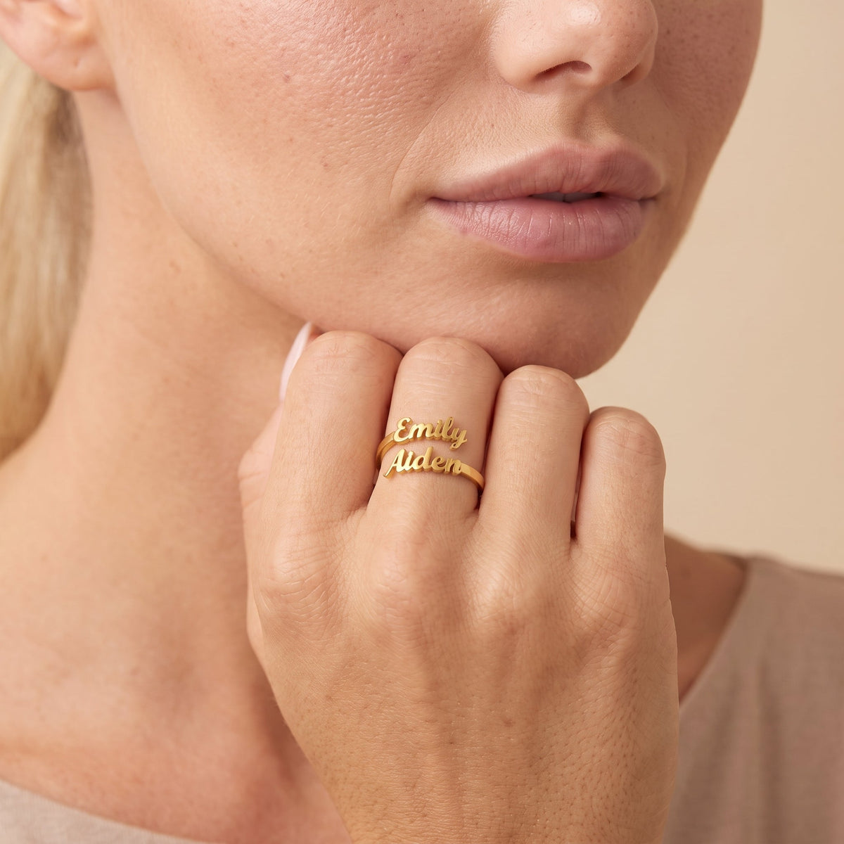 Bague personnalisée ajustable à deux prénoms