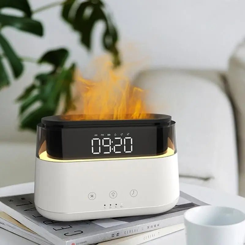 Flame Essential Oil Diffuser & Alarm Clock, 180ml, Night Light, Timer