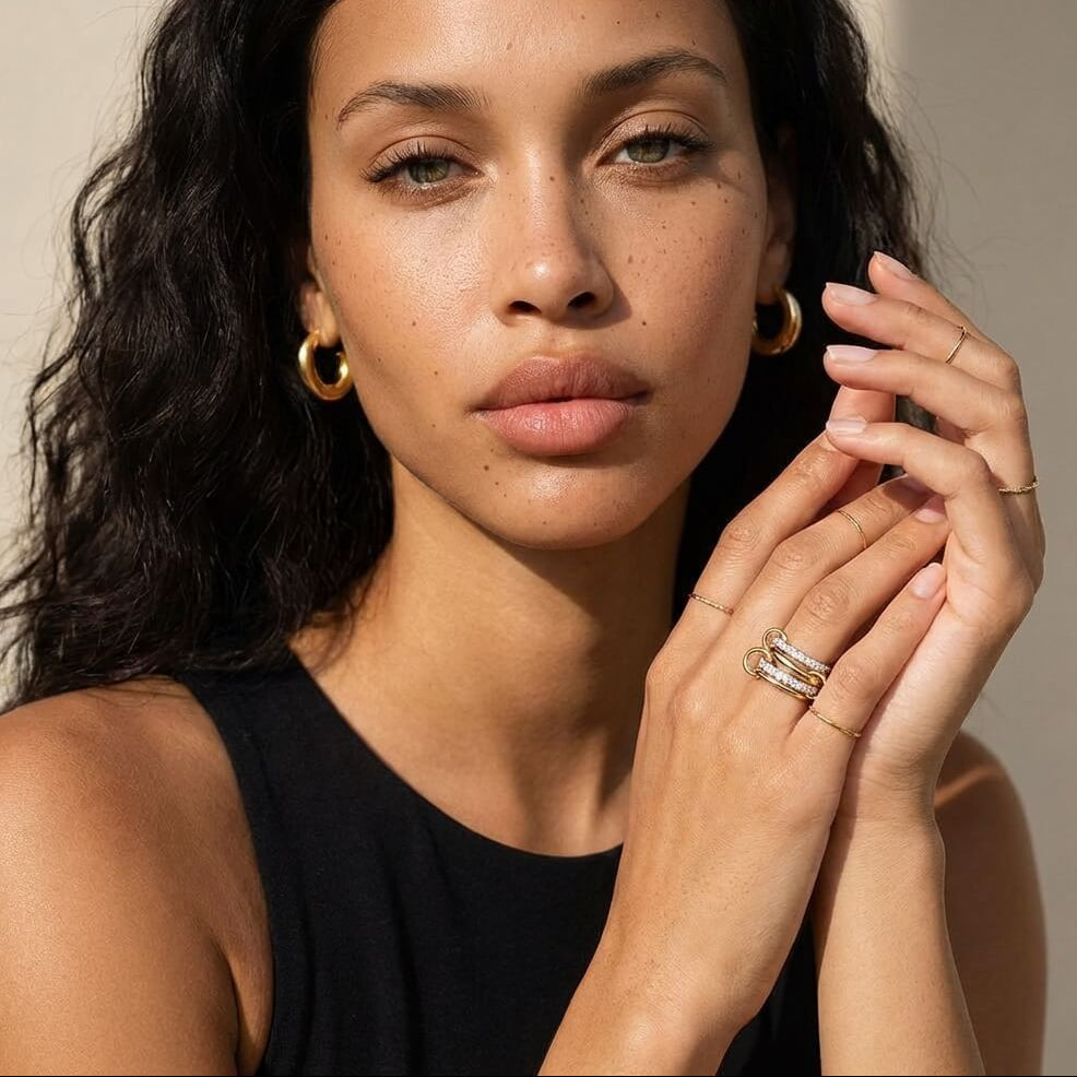 Bague signature Valora empilable en métaux mixtes