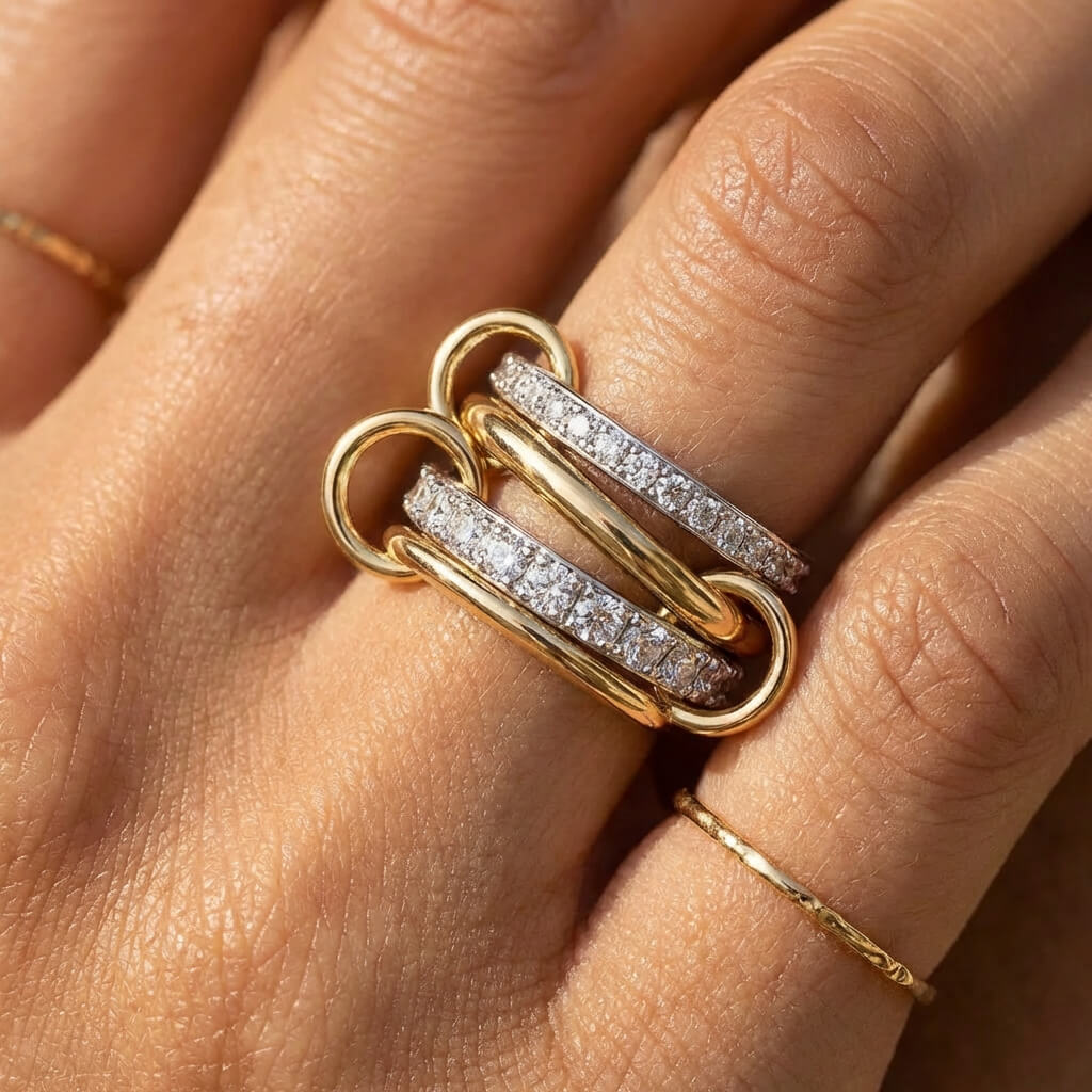 Bague signature Valora empilable en métaux mixtes