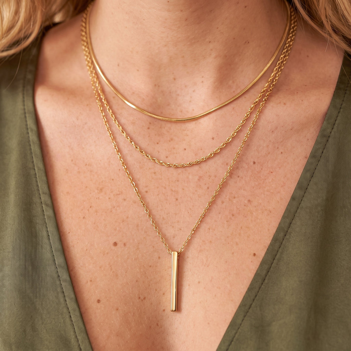 Collar con colgante de barra en capas de estilo bohemio