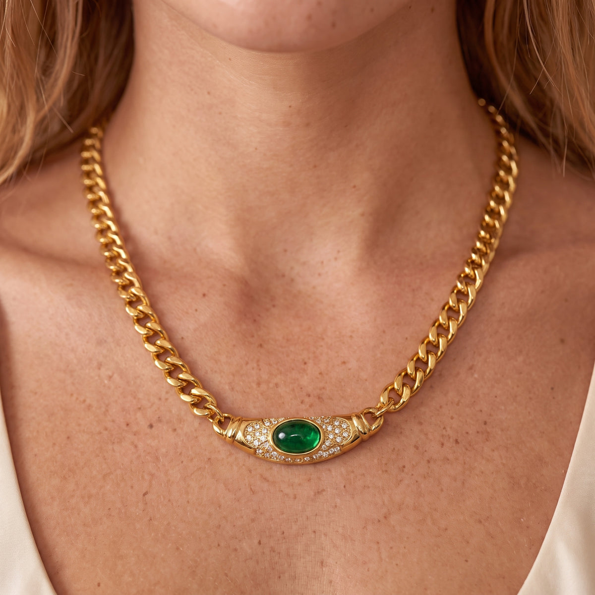 Collar gargantilla grueso Bella con piedras preciosas