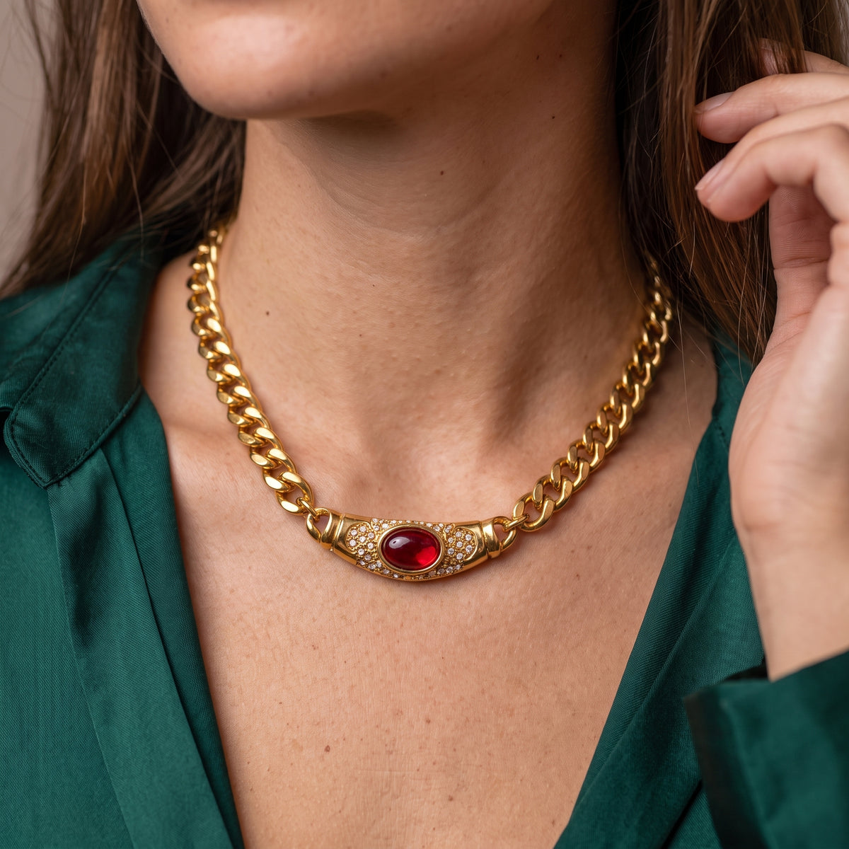 Collar gargantilla grueso Bella con piedras preciosas