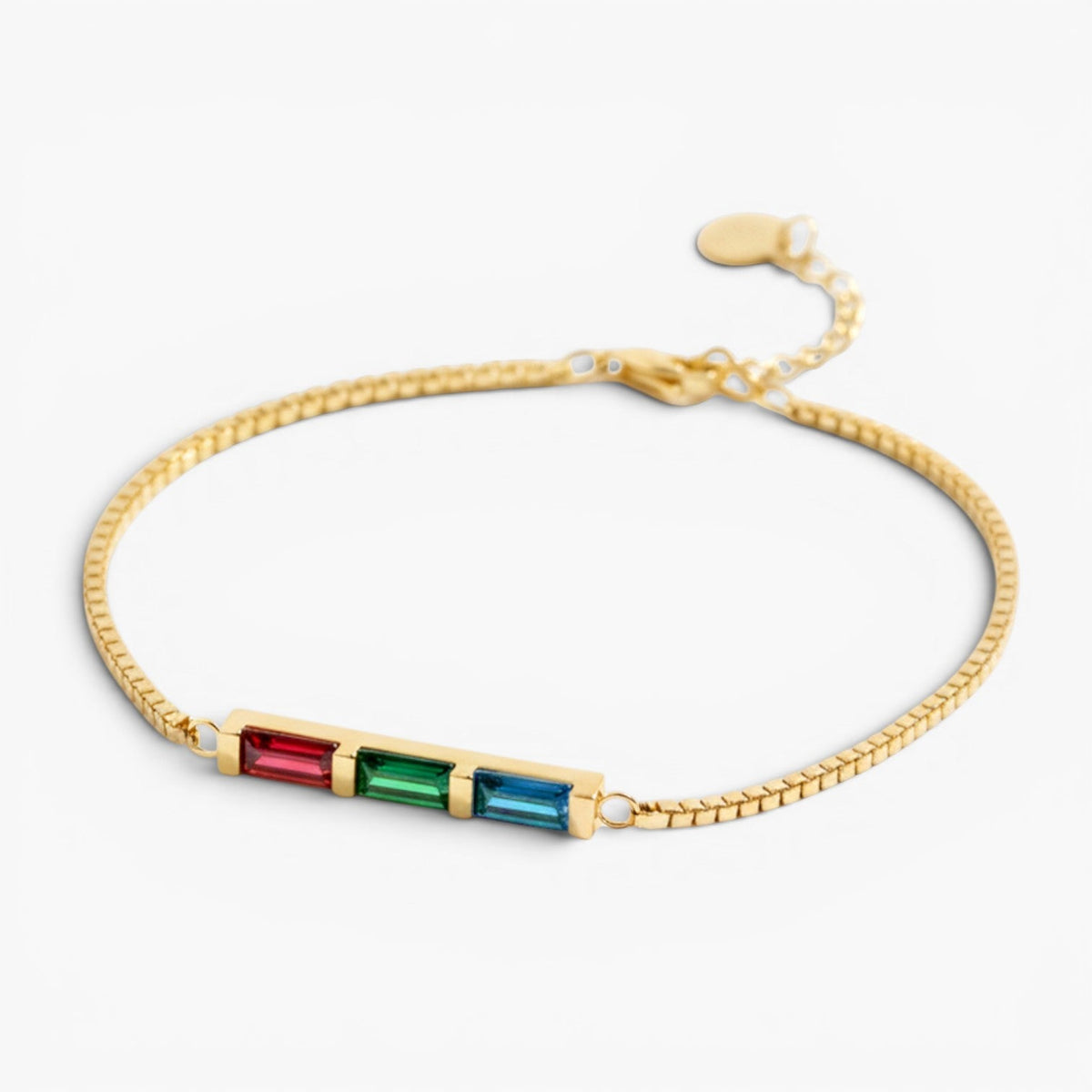 Bracelet chaîne à pierre de naissance taille baguette