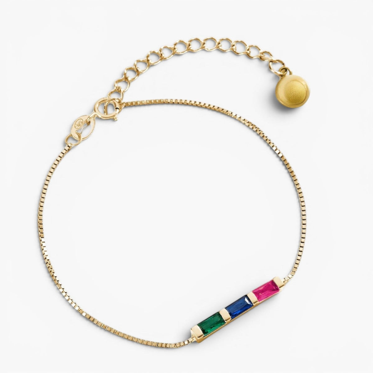 Bracelet chaîne à pierre de naissance taille baguette