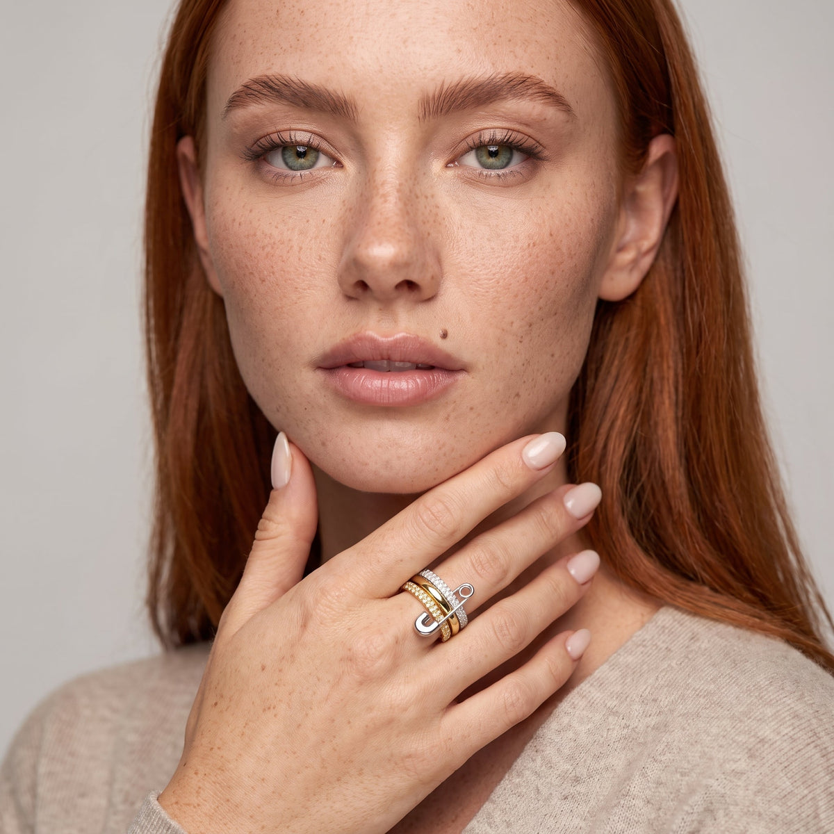 Bague empilable bicolore pavée