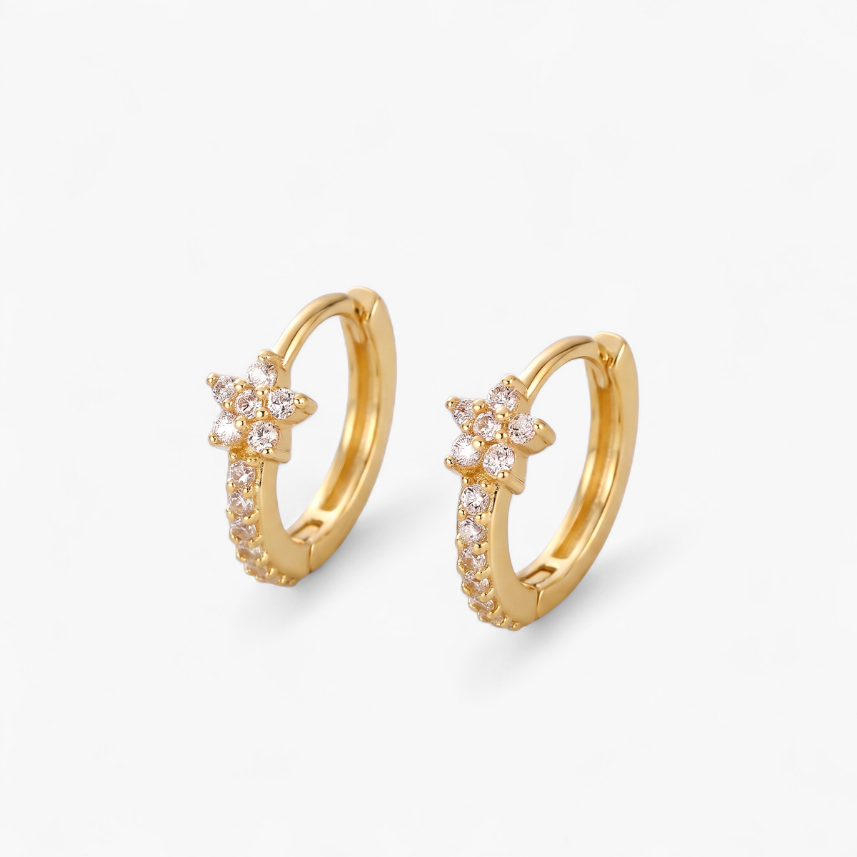 Star Cubic Zirconia Huggie Earrings - Gold
