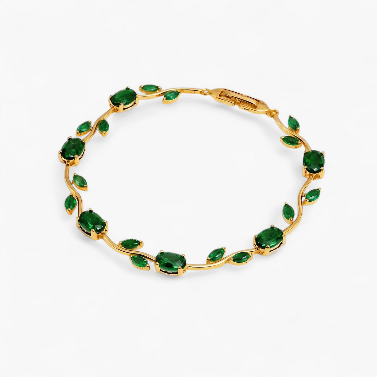 Tulip Cubic Zirconia Charm Bracelet - Green