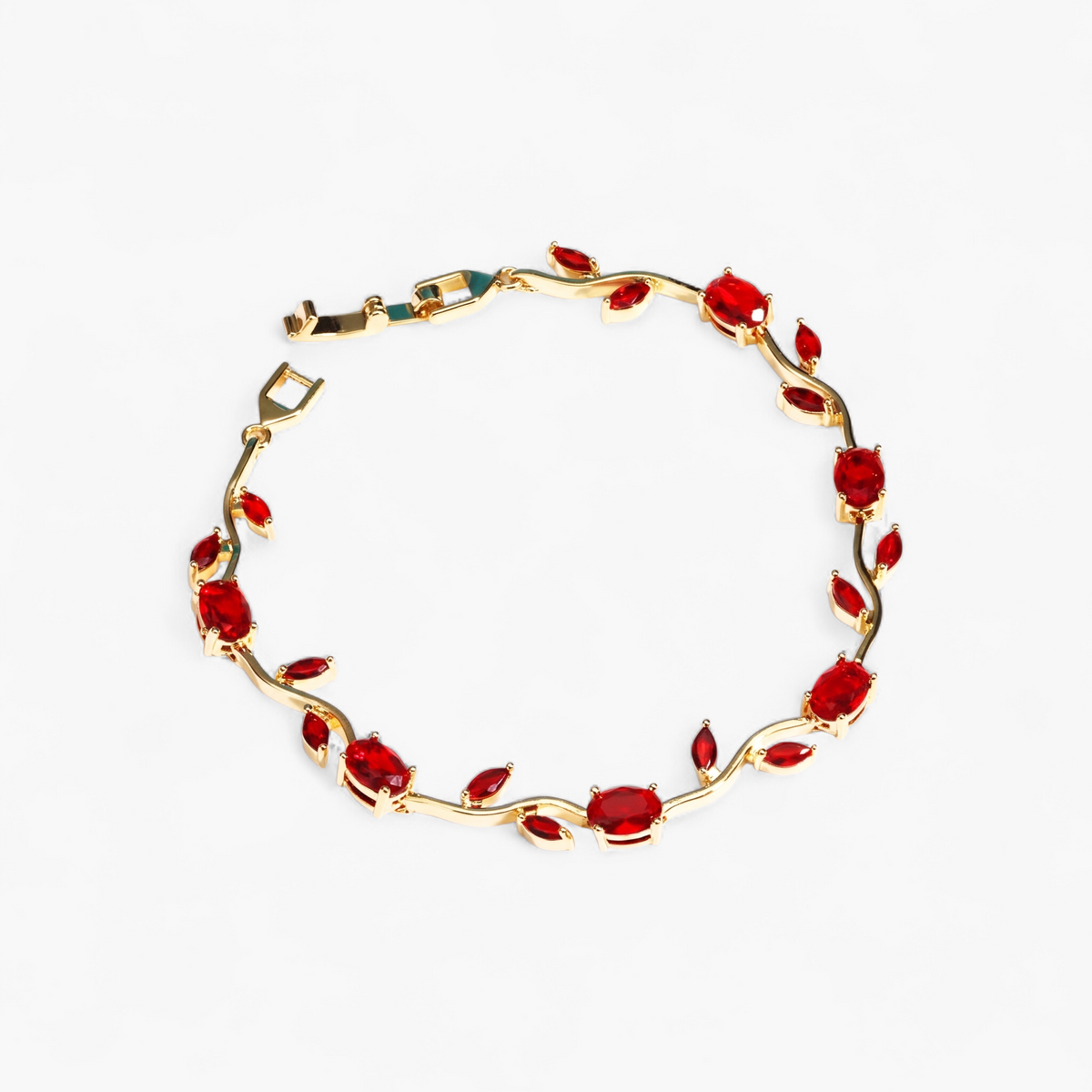 Tulip Cubic Zirconia Charm Bracelet - Red