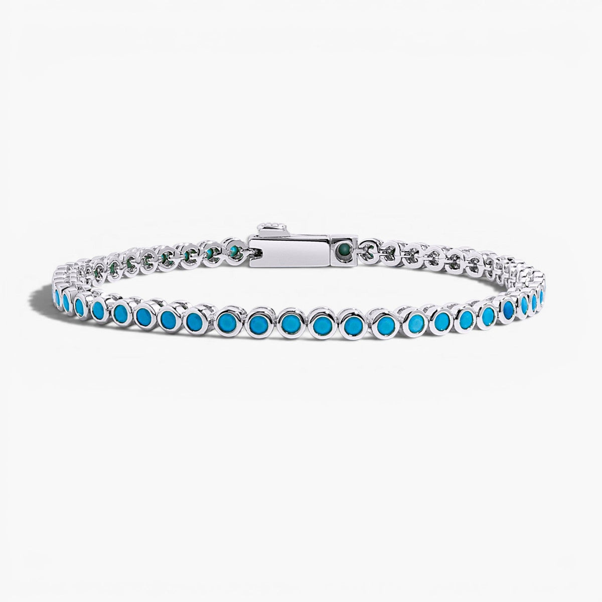 Bracelet tennis classique turquoise serti clos
