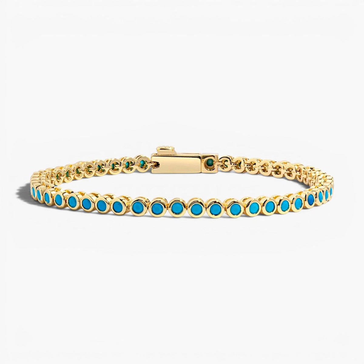 Bracelet tennis classique turquoise serti clos