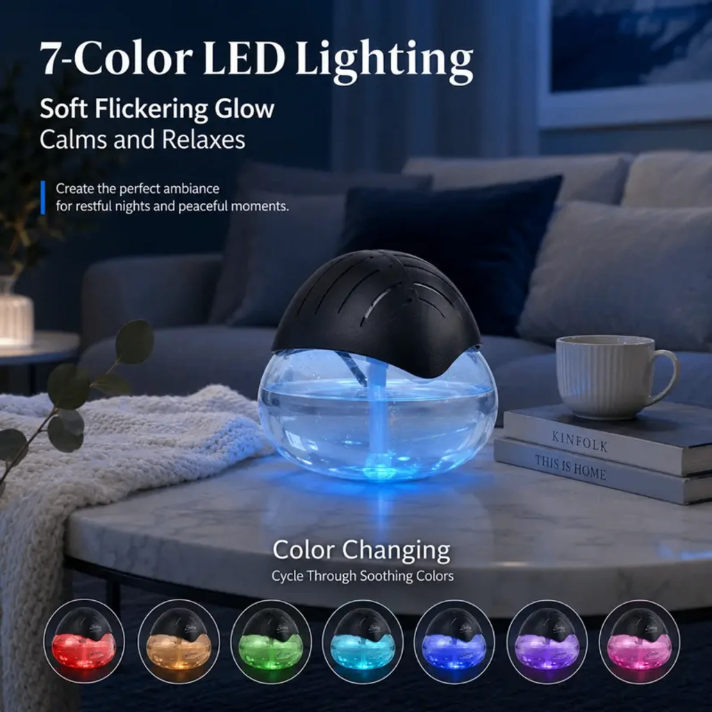 Air Purifier for Home, Water Filtration, Portable Desk, Night Light, Quiet