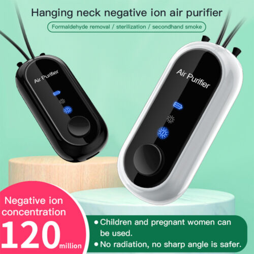 Wearable Air Purifier Necklace, Negative Ion, USB Rechargeable, 5dB Quiet