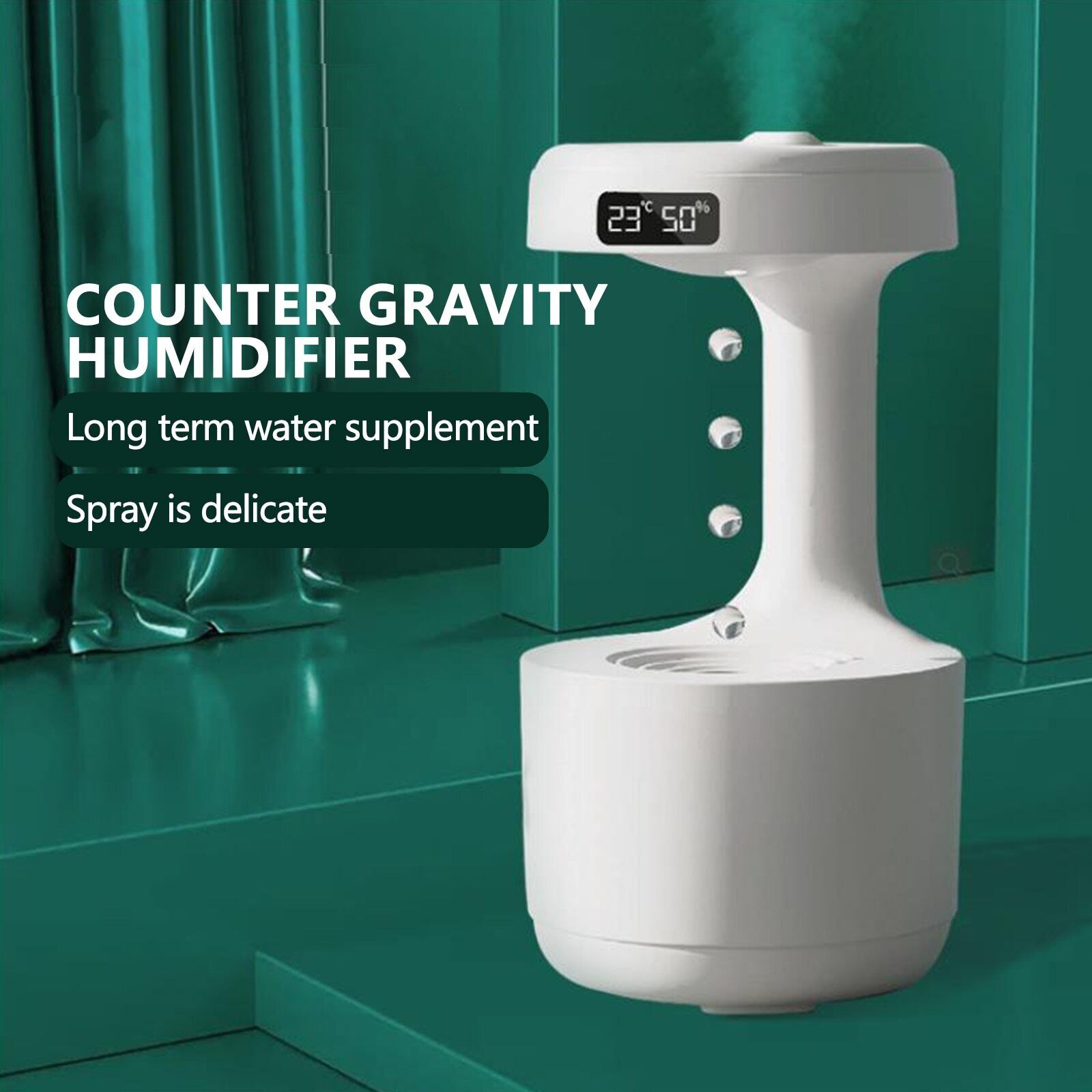 Anti Gravity Humidifier, Water Drop Mist Effect, Ultrasonic, Auto Shut-Off