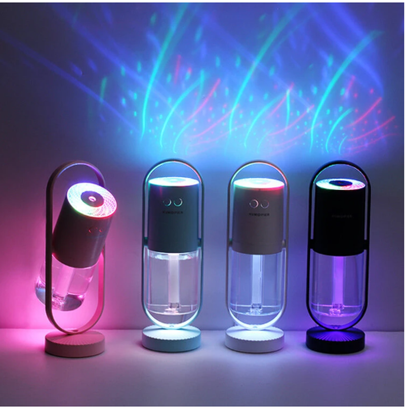USB Air Humidifier, Mini Portable, LED Shadow Light, Quiet, Auto Shut-Off