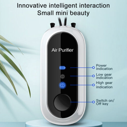 Wearable Air Purifier Necklace, Negative Ion, USB Rechargeable, 5dB Quiet