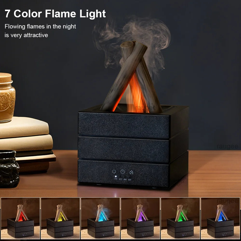 Flame Aroma Diffuser & Humidifier, 290ml, USB-C, Remote, 2/4/6H Timer