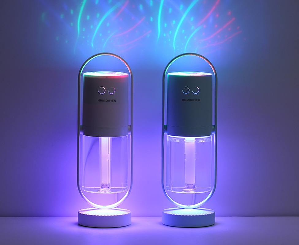 USB Air Humidifier, Mini Portable, LED Shadow Light, Quiet, Auto Shut-Off