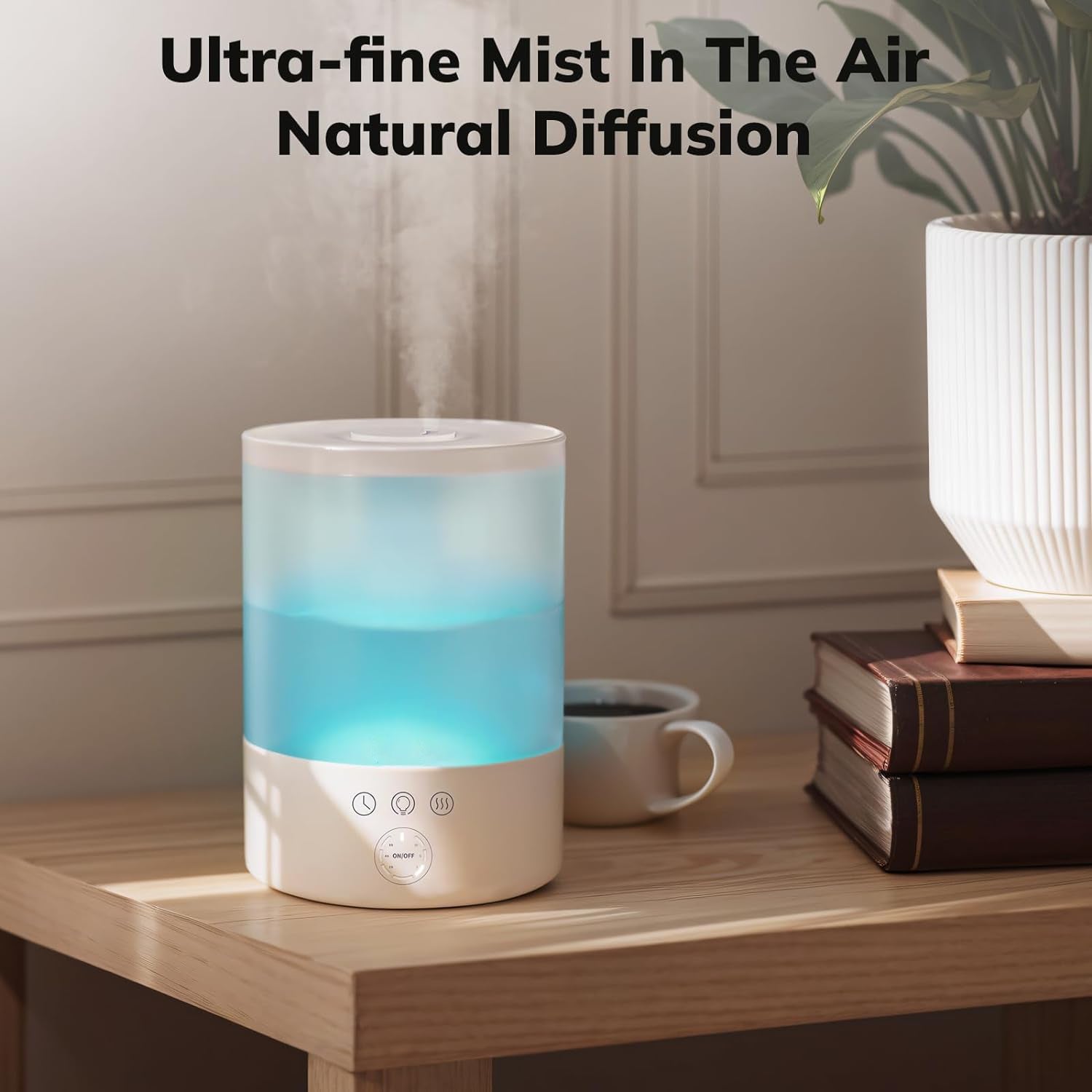 Ultrasonic Cool Mist Humidifier & Diffuser, 2.5L, 7 LED Colors, 24dB