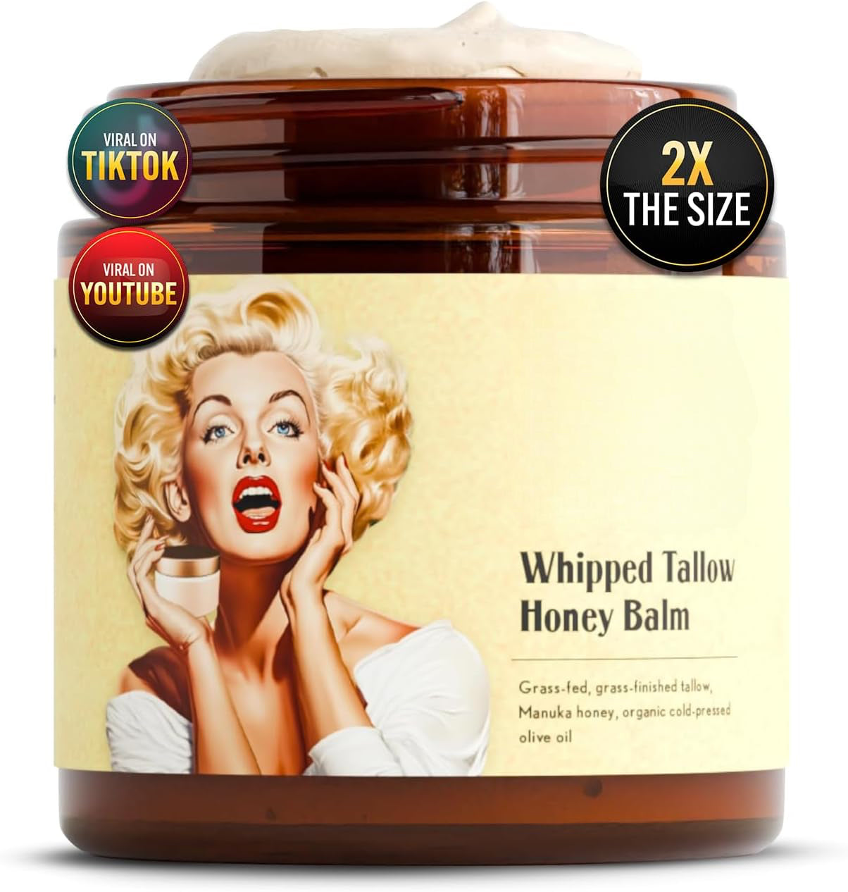 Whipped Beef Tallow and Honey Balm for Dry Skin, Hydration and Dry Patches